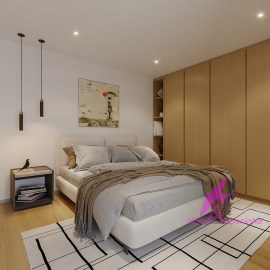 Bedroom with built-in wardrobe