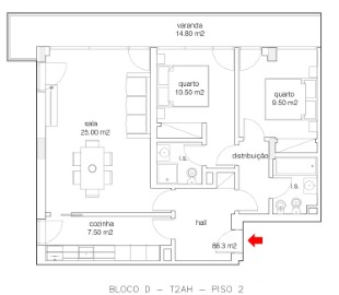 Apartamento 2 Quartos em Buarcos e São Julião