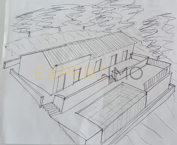 desenho casa com piscina.